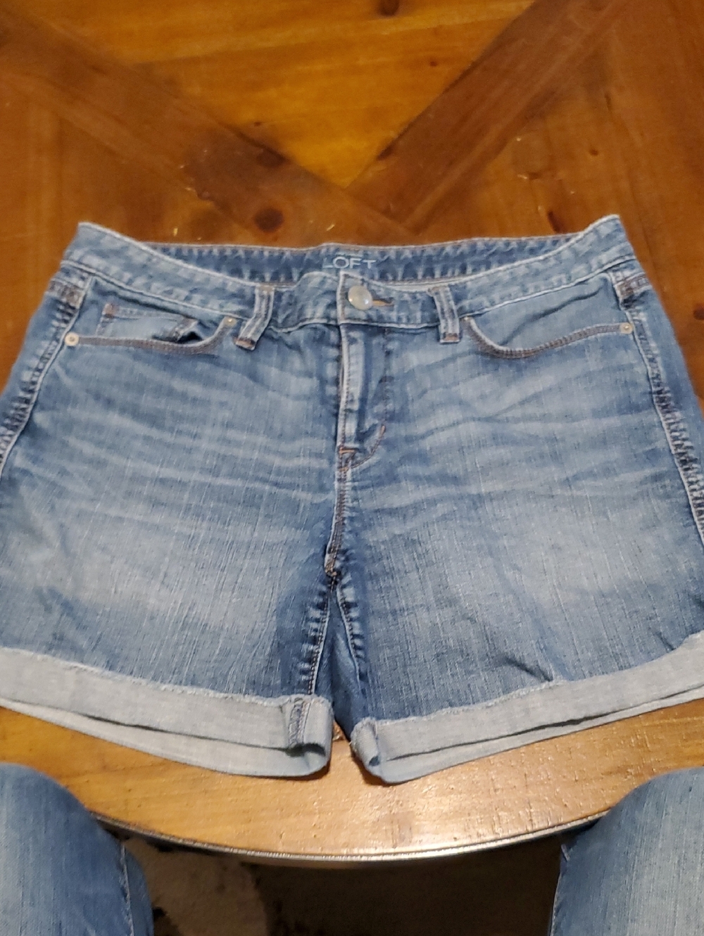 LOFT Light Wash Cuffed Denim Shorts